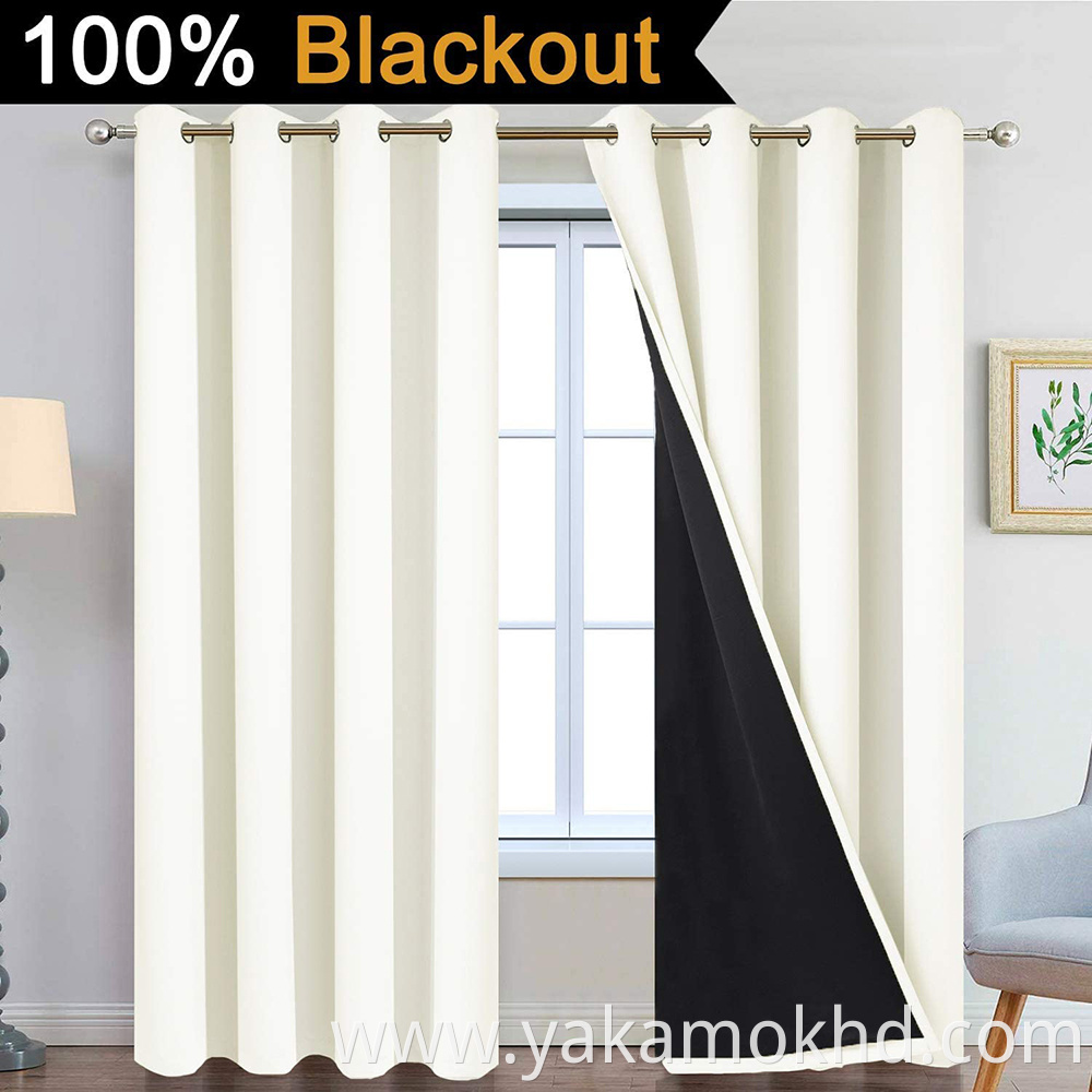 Cream 100% Blackout Curtains for Bedroom